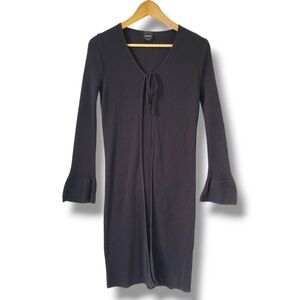 Xhilaration Y2K Black Ribbed Flared Sleeve Knit Long Cardigan Size M